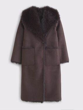 Abercrombie reversible vegan suede shearling coat.